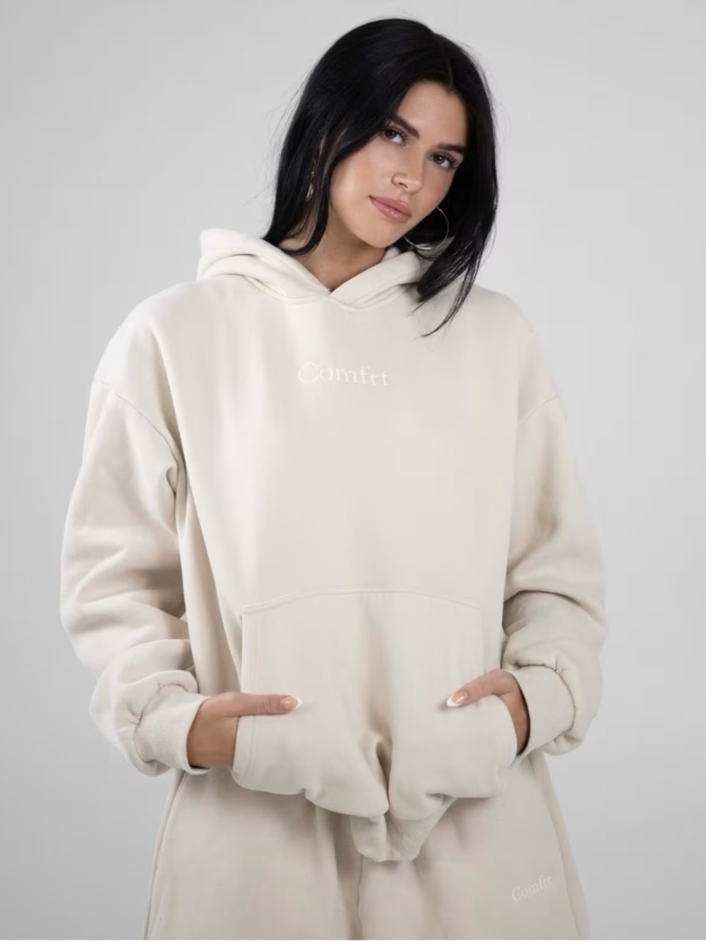 Comfort Embroidered Oversized Hoodie in Color Storm
